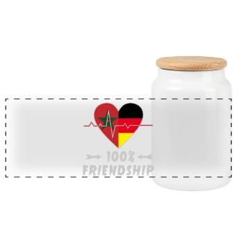 100% amitié entre le Maroc et l'Allemagne - Boîte à biscuits avec couvercle en bois - blanc - Devant