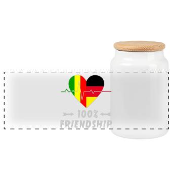 100 % amitié entre le Mali et l'Allemagne - Boîte à biscuits avec couvercle en bois - blanc - Devant