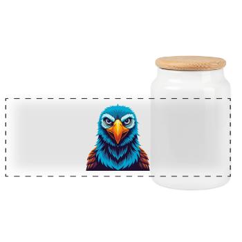 Albatross Colorful Kawaii Cartoon Character Pet - Panoramic Cookie Jar with Wooden Lid - white - Front