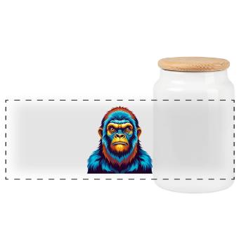 BigFoot coloré Kawaii Dessin animé Personnage Clipart - Boîte à biscuits avec couvercle en bois - blanc - Devant