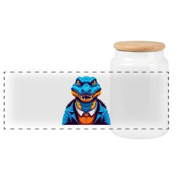 Alligator Bunte Kawaii Cartoon Figur Haustier - Panorama Keksdose mit Holzdeckel - Weiß - Vorne