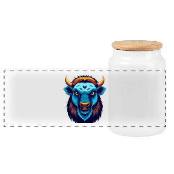 Bison coloré Kawaii Dessin animé Personnage Clipart - Boîte à biscuits avec couvercle en bois - blanc - Devant