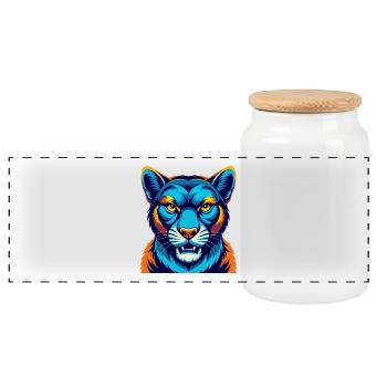 Cougar coloré Kawaii Dessin animé Personnage Clipart - Boîte à biscuits avec couvercle en bois - blanc - Devant