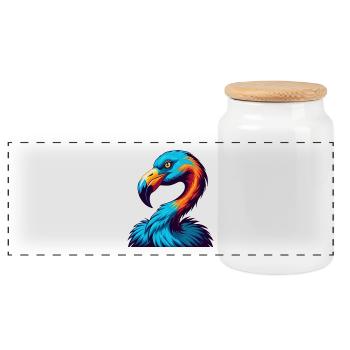 flamant rose coloré kawaii dessin animé personnage clipart - Boîte à biscuits avec couvercle en bois - blanc - Devant
