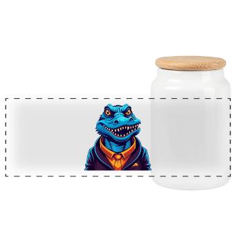 Krokodil Bunt Kawaii Cartoon Charakter Haustier - Panorama Keksdose mit Holzdeckel - Weiß - Vorne