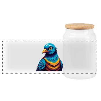 Colombe coloré Kawaii Dessin animé Personnage Clipart - Boîte à biscuits avec couvercle en bois - blanc - Devant