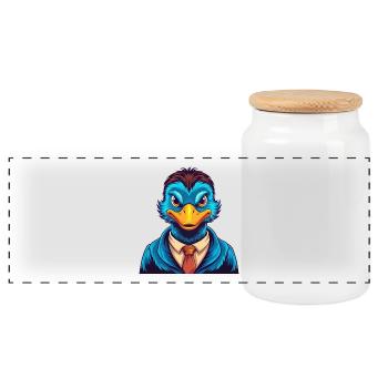 canard coloré Kawaii personnage de dessin animé Clipart - Boîte à biscuits avec couvercle en bois - blanc - Devant