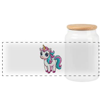 Licorne Mignon Personnage De Dessin Animé Kawaii Clipart - Boîte à biscuits avec couvercle en bois - blanc - Devant