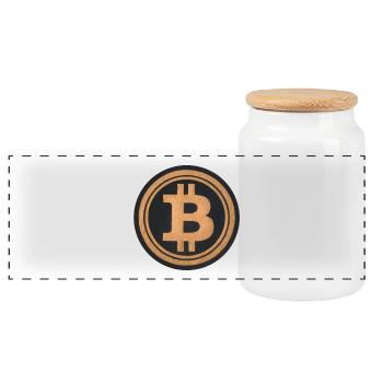 The digital currency in the desert sand - Panoramic Cookie Jar with Wooden Lid - white - Front