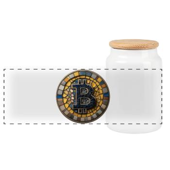 Bitcoin en mosaïque - Boîte à biscuits avec couvercle en bois - blanc - Devant