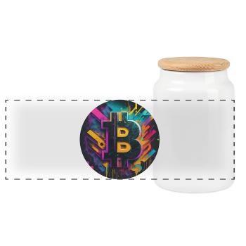Explosion de couleurs du bitcoin - Boîte à biscuits avec couvercle en bois - blanc - Devant