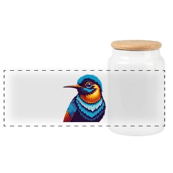 Kolibri Bunte Kawaii Cartoon Figur Haustier - Panorama Keksdose mit Holzdeckel - Weiß - Vorne