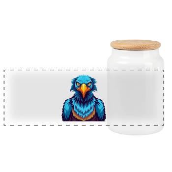 Vulture Coloré Kawaii Dessin Animé Personnage Clipart - Boîte à biscuits avec couvercle en bois - blanc - Devant