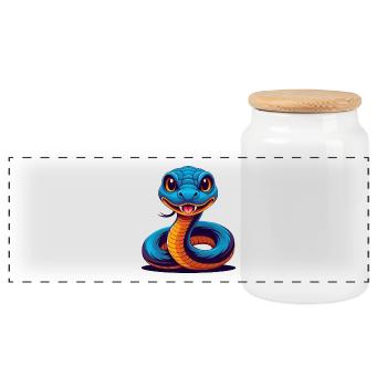 serpent coloré kawaii dessin animé personnage clipart - Boîte à biscuits avec couvercle en bois - blanc - Devant