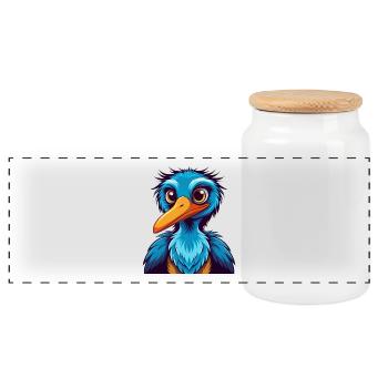 Storch Bunte Kawaii Cartoon Figur Clipart - Panorama Keksdose mit Holzdeckel - Weiß - Vorne