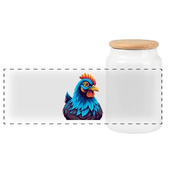 Poule coloré Kawaii dessin animé Personnage Clipart - Boîte à biscuits avec couvercle en bois - blanc - Devant