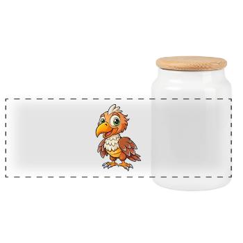 vautour mignon personnage de dessin animé Kawaii Clipart - Boîte à biscuits avec couvercle en bois - blanc - Devant