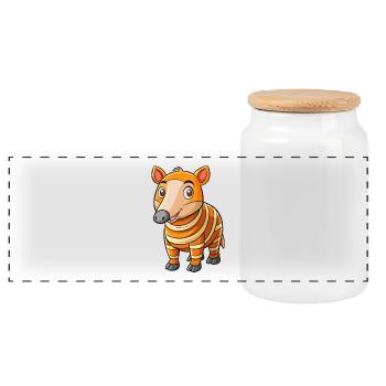 Tapir Niedliche Cartoon Figur Kawaii Clipart - Panorama Keksdose mit Holzdeckel - Weiß - Vorne