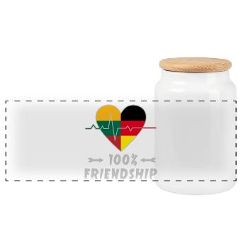 Litauen und Deutschland 100% Freundschaft - Panorama Keksdose mit Holzdeckel - Weiß - Vorne