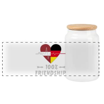 Lettland und Deutschland 100% Freundschaft - Panorama Keksdose mit Holzdeckel - Weiß - Vorne