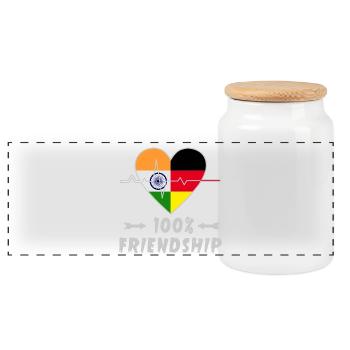 Indien und Deutschland 100% Freundschaft - Panorama Keksdose mit Holzdeckel - Weiß - Vorne
