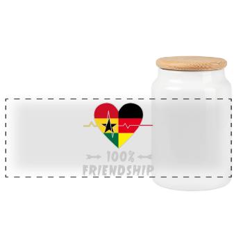 Ghana and Germany 100% friendship - Panoramic Cookie Jar with Wooden Lid - white - Front