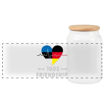 Estland und Deutschland 100% Freundschaft - Panorama Keksdose mit Holzdeckel - Weiß - Vorne