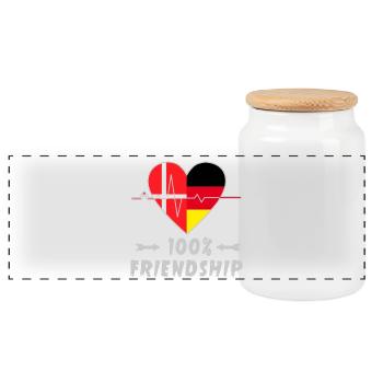 Dänemark und Deutschland 100% Freundschaft - Panorama Keksdose mit Holzdeckel - Weiß - Vorne