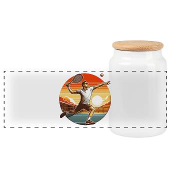 Tennisschaukel bei Sonnenuntergang - Panorama Keksdose mit Holzdeckel - Weiß - Vorne