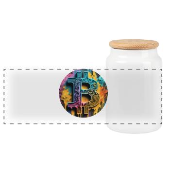 Graffiti sur le bitcoin : coloré et rebelle - Boîte à biscuits avec couvercle en bois - blanc - Devant