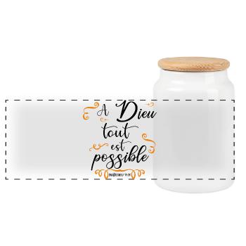 To God all things are possible - God - Gospels - God - Panoramic Cookie Jar with Wooden Lid - white - Front