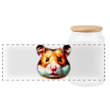 Hamster - Boîte à biscuits avec couvercle en bois - blanc - Devant