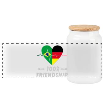 Brasilien und Deutschland 100% Freundschaft - Panorama Keksdose mit Holzdeckel - Weiß - Vorne