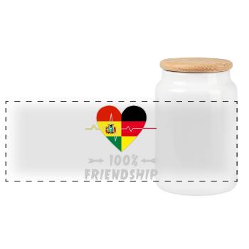 Bolivien und Deutschland 100% Freundschaft - Panorama Keksdose mit Holzdeckel - Weiß - Vorne