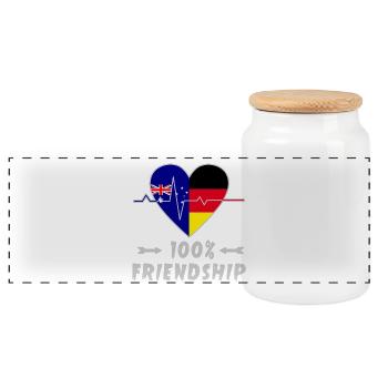 Australien und Deutschland 100% Freundschaft - Panorama Keksdose mit Holzdeckel - Weiß - Vorne