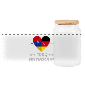 Armenia and Germany 100% friendship - Panoramic Cookie Jar with Wooden Lid - white - Front