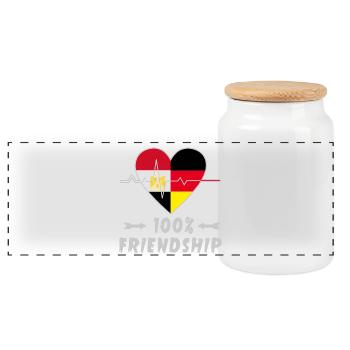 Ägypten und Deutschland 100% Freundschaft - Panorama Keksdose mit Holzdeckel - Weiß - Vorne