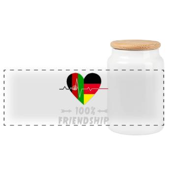 Afghanistan und Deutschland 100% Freundschaft - Panorama Keksdose mit Holzdeckel - Weiß - Vorne