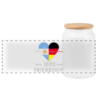 Argentinien und Deutschland 100% Freundschaft - Panorama Keksdose mit Holzdeckel - Weiß - Vorne