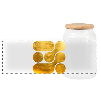 OCHOOO - GOLD - Panoramic Cookie Jar with Wooden Lid - white - Front