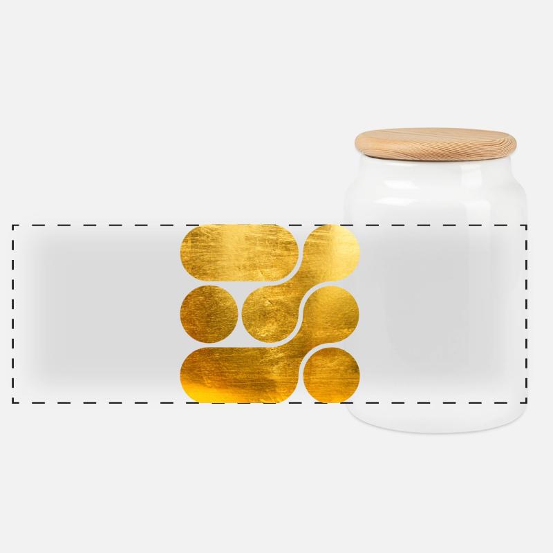 OCHOOO - GOLD - Panorama Keksdose mit Holzdeckel - Weiß