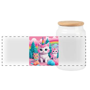Unicorn Kittens - Panoramic Cookie Jar with Wooden Lid - white - Front