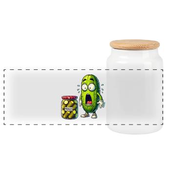 Motif de concombre amusant - Boîte à biscuits avec couvercle en bois - blanc - Devant