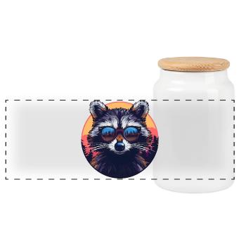 Lunettes de soleil raton laveur multicolore - Motif animalier Art W - Boîte à biscuits avec couvercle en bois - blanc - Devant