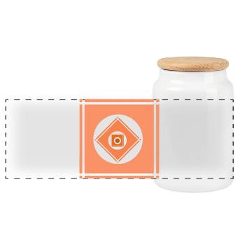 Geometric play of colours - Panoramic Cookie Jar with Wooden Lid - white - Front