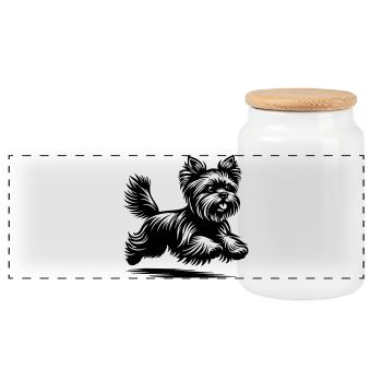 Yorkshire Terrier - Panorama Keksdose mit Holzdeckel - Weiß - Vorne
