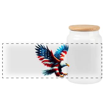 Eagle Flag USA USA Américain - Boîte à biscuits avec couvercle en bois - blanc - Devant
