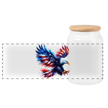 Eagle Flag USA USA American - Panoramic Cookie Jar with Wooden Lid - white - Front