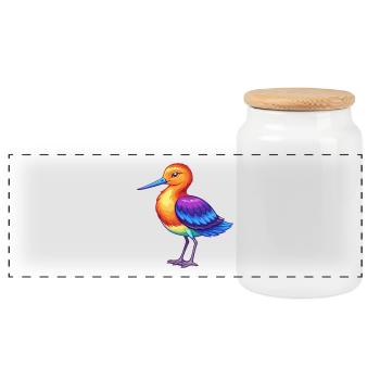 Avocet Bunte Kawaii Cartoon Figur Clipart - Panorama Keksdose mit Holzdeckel - Weiß - Vorne