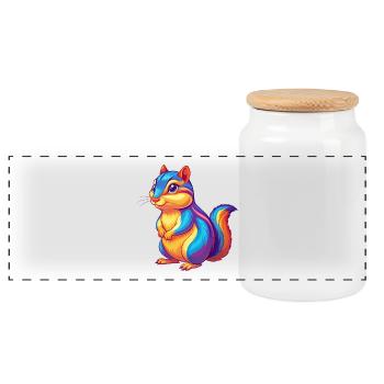 Chipmunk Colorful Kawaii Cartoon Character Clipart - Panoramic Cookie Jar with Wooden Lid - white - Front